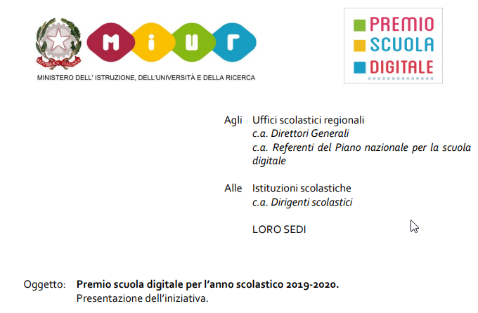 Dal MIUR il premio Scuola Digitale