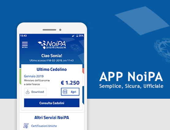 App NoiPA per scaricare il cedolino e C.U.